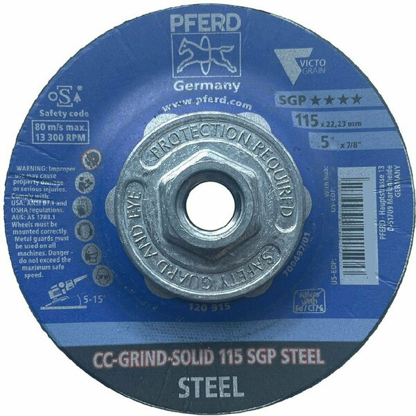 Pferd 61244 5in CC-GRIND-SOLID - 5/8-11 Thread - SGP INOX VICTOGRAIN-COOL 61244-PFERD